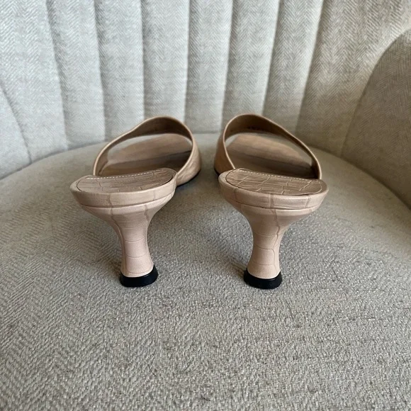 SOLD Stuart Weitzman Kitten Heeled Mules Peep Toe - Picture 3 of 7